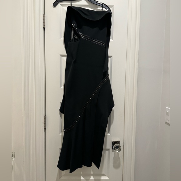 JONATHAN SIMKHAI - Strapless Side-Cutout Long Dress with Leather Trim -B… - Picture 7 of 11